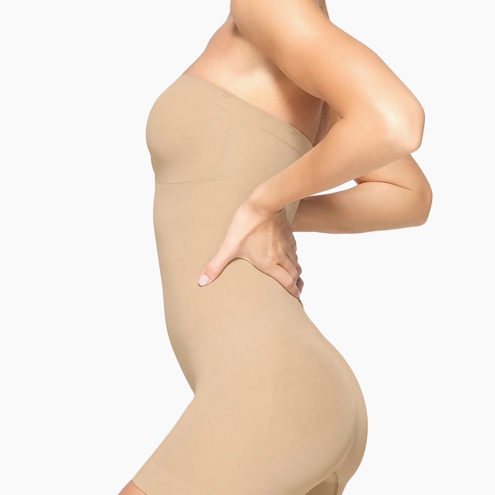 SKIMS Strapless High-Waist Shaping Bodysuit in Nude